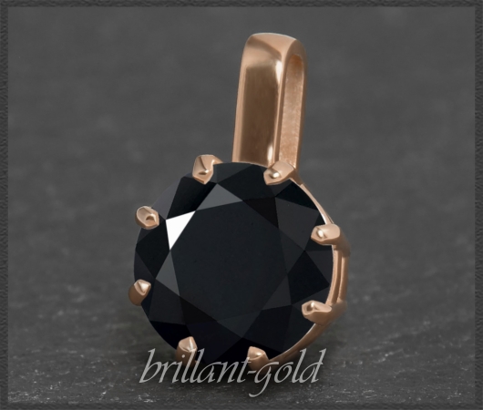 Brillant Anhänger 585 Gold mit 3,72ct, schwarz